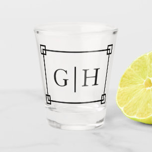 Modern Classic Frame & Monogram Letters Shot Glass