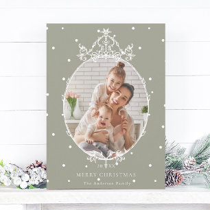 Modern Classic Frame Neutral Merry Christmas Photo Holiday Card