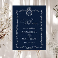 Modern Classic French Wedding Navy Blue Welcome