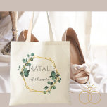 Modern classic gift for bridesmaid gold greenery tote bag<br><div class="desc">Modern classic gift for bridesmaid gold and greenery tote bag.</div>