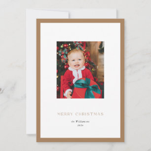 Modern Classic Gold Frame Christmas Photo Card