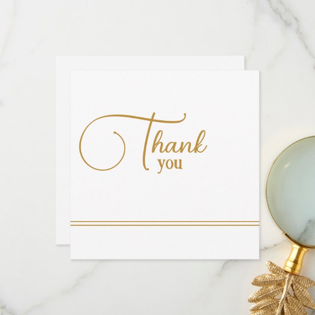 Modern Classic Gold Typographic Thank You Card (Front/Back In Situ)