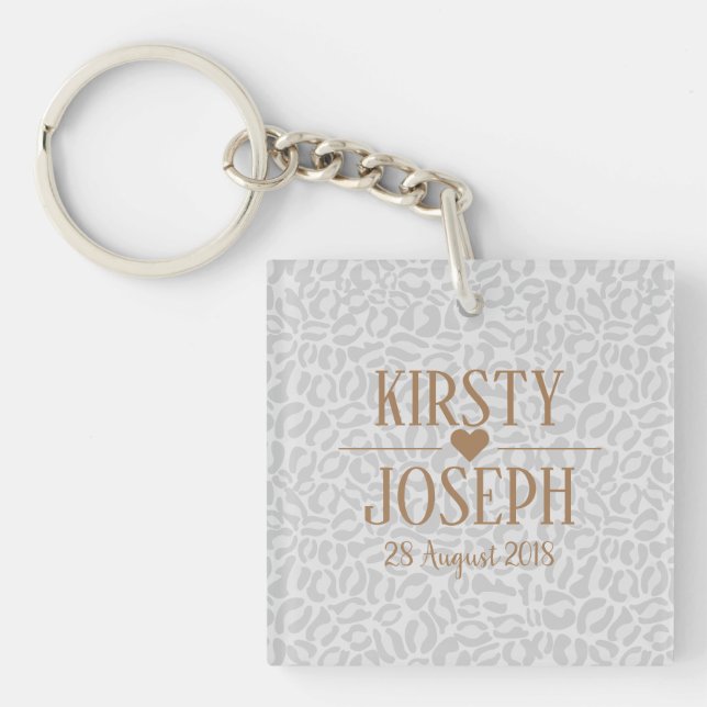 Modern Classic Gold Wedding elegant Pattern Key Ring (Front)