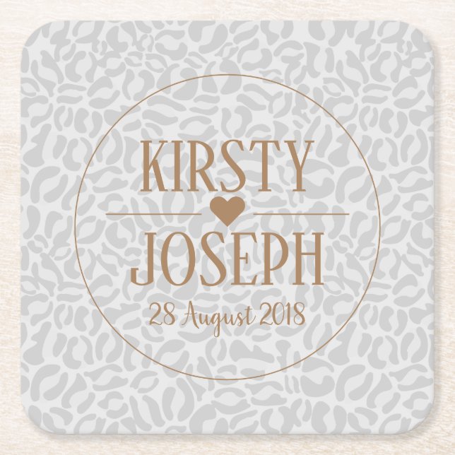 Modern Classic Gold Wedding elegant Pattern Square Paper Coaster (Front)