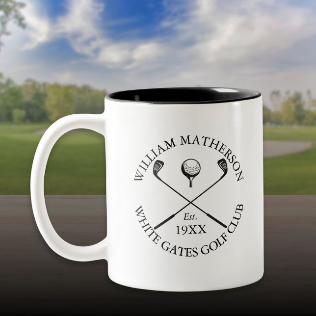 Modern Classic Golf Club Name Personalised Two-Tone Coffee Mug (Modern Classic Golf Club Name Personalized Two-Tone Coffee Mug)