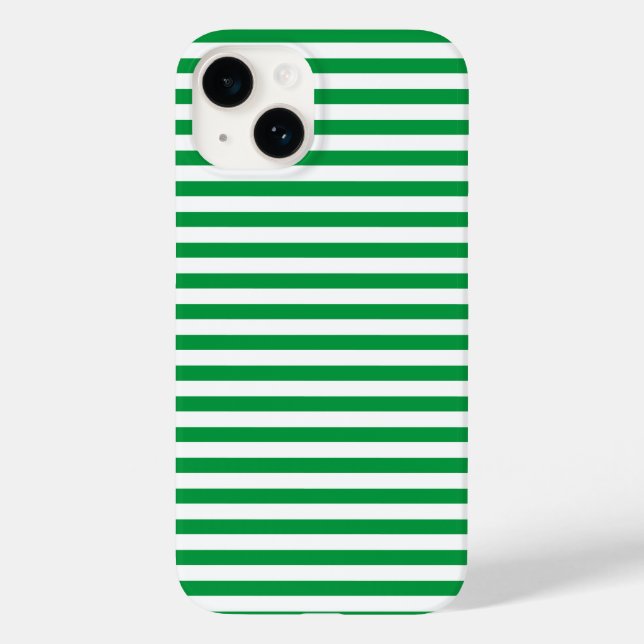 Modern Classic Green and White Striped  Case-Mate iPhone Case (Back)