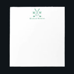 Modern Classic Green Crossed Clubs Golf Monogram N Notepad<br><div class="desc">Modern Classic Green Crossed Golf Club Ball Monogram Note Card</div>