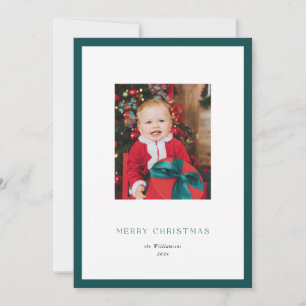 Modern Classic Green Frame Christmas Photo Card