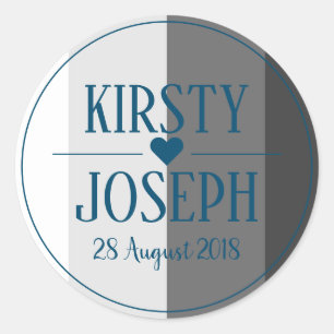 Modern Classic Grey Blue Wedding Sticker