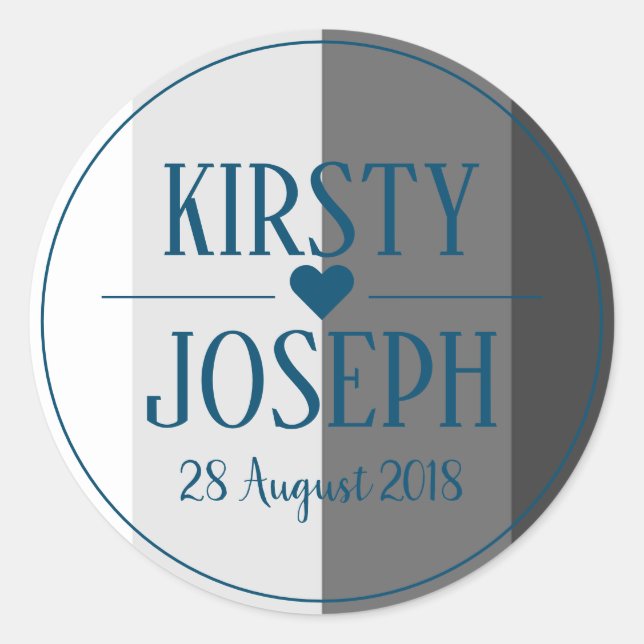 Modern Classic Grey Blue Wedding Sticker (Front)