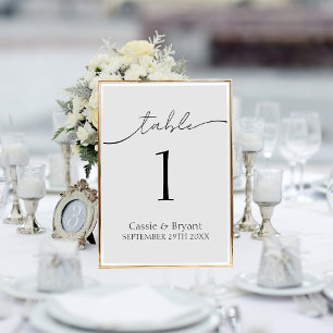 Modern Classic Grey Wedding Table Number