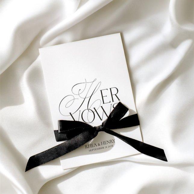 Modern Classic Her Vows Wedding Vow Book Card (Modern Classic Her Vows Wedding Vow Book Card)