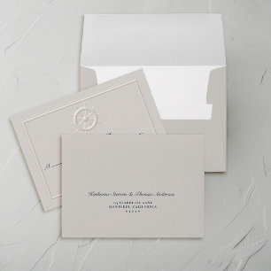 Modern Classic Ivory Couple RSVP Return Wedding Envelope