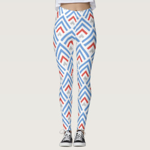Modern classic jumpercat chevron blue and red leggings