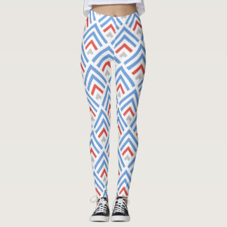 Modern classic jumpercat chevron blue and red leggings