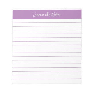 Modern Classic Lavender Script Personalised Notepad
