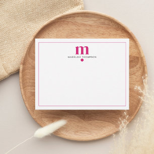 Modern Classic Magenta Dotted Monogram Typography Card