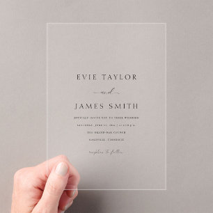 Modern Classic Minimal Wedding Acrylic Invitations