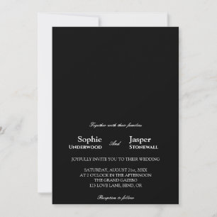Modern Classic Minimalist Black Wedding Invitation
