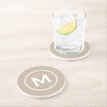 Modern Classic Monogram Coaster<br><div class="desc">Minimal monogrammed design features a beige background with your initial in classic block typography in white for a clean,  simple stylish look.</div>