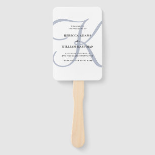 Modern Classic Monogram Dusty Blue   Wedding Hand Fan