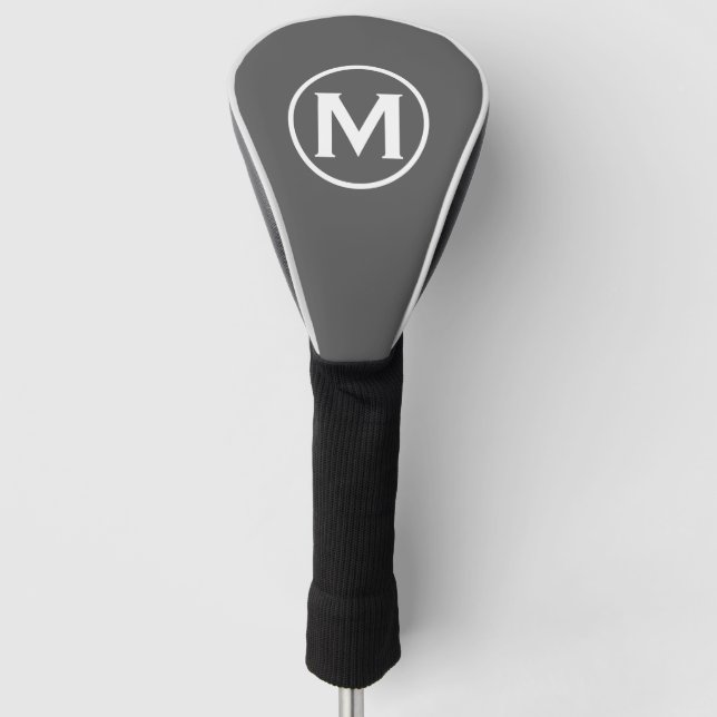Modern Classic Monogram Grey Golf Head Cover (Front)