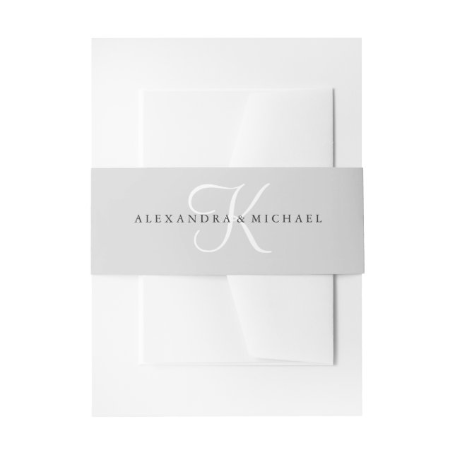 Modern Classic Monogram | Grey Invitation Belly Band (Front Example)