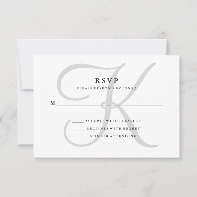 Modern Classic Monogram in Grey RSVP (Front)