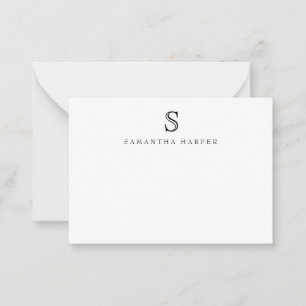 Modern Classic Monogram Initial Note Card