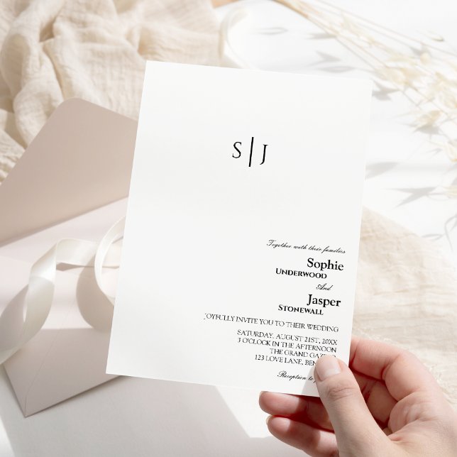 Modern Classic Monogram Wedding Invitation (Creator Uploaded)
