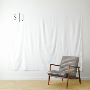 Modern Classic Monogram Wedding Photo Backdrop Tapestry