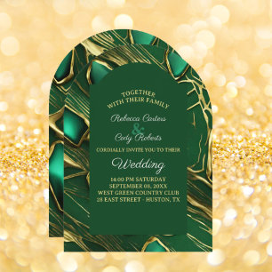 Modern Classic Moody Dark Emerald Green Wedding Invitation