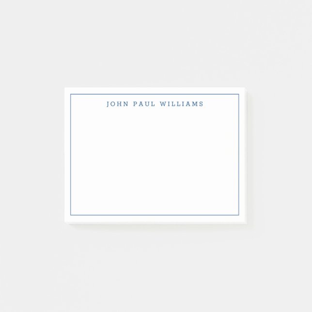 Modern Classic Navy Blue Formal Thin Border Line Post-it Notes (Front)