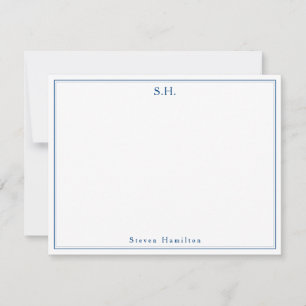 Modern Classic Navy Blue Monogram Name Minimalist Card