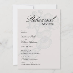 Modern Classic Orchid Sketch Chic Rehearsal Dinner Invitation