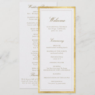 Modern Classic Pearl Gold Formal Wedding Program