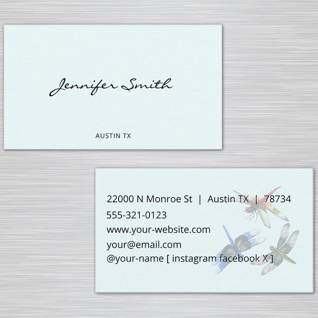 Modern Classic Personal Dragonflies Business Card (Creator Uploaded)