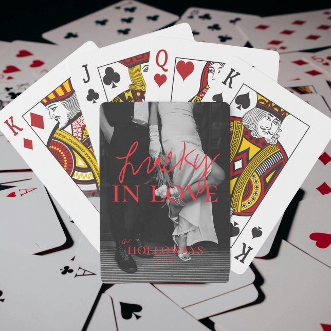 Modern Classic Personalised Wedding Guest Book Playing Cards (Add a playful and memorable twist to your guest book with these “Lucky in Love” playing cards!)