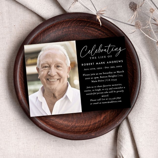 Modern Classic Photo Celebration of Life Memorial Invitation (Creator Uploaded)