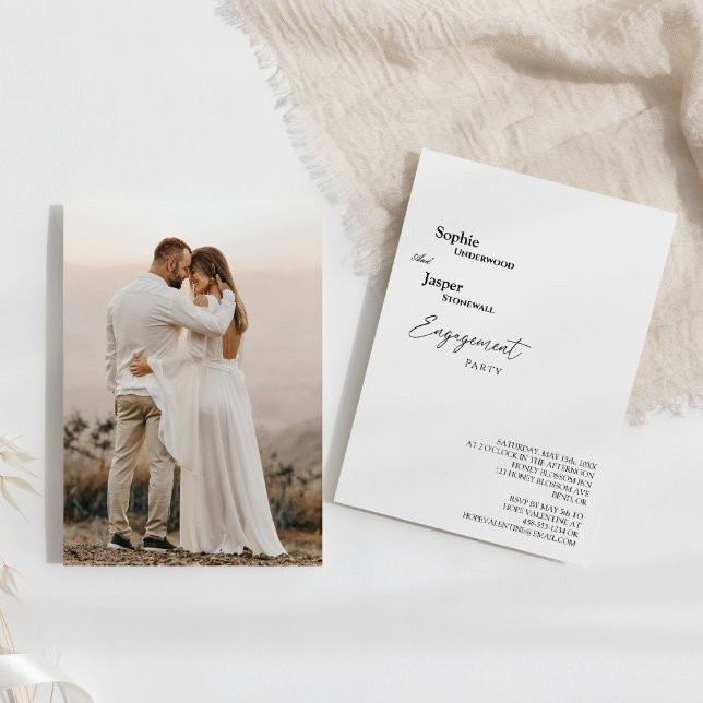 Modern Classic Photo Engagement Party Invitation (Creator Uploaded)