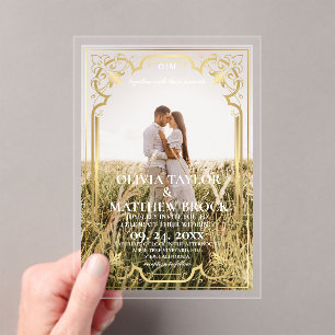 Modern Classic Photo Wedding  Acrylic Invitations