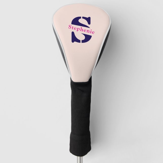 Modern Classic Professional Monogram and Name Golf Head Cover (Front)