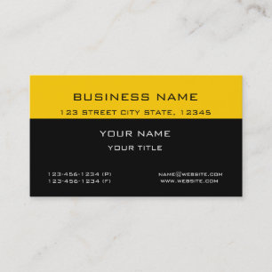 Modern Classic Professional Yellow Black Business Business Card
