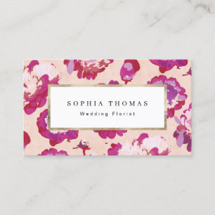 Modern classic red abstract floral professional business card