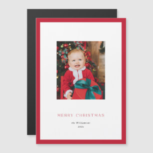 Modern Classic Red Frame Christmas Photo Card