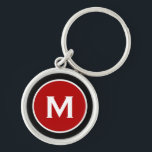 Modern Classic Red Monogram Key Ring<br><div class="desc">Personalised Classic Monogrammed Keychain Monogram Initial Black Red White. Perfect as holiday gift,  family reunion favours,  thank you gift for groomsmen and gift for any special occasions.</div>