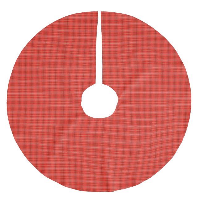 Modern Classic Red Plaid Brushed Polyester Tree Skirt (Front)