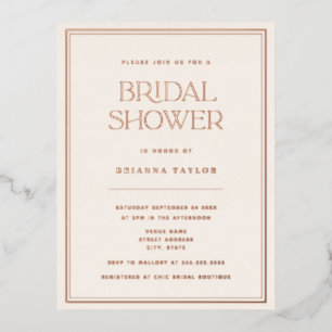 Modern Classic Rose Gold Bridal Shower Foil Invitation Postcard