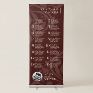Modern Classic Rustic Chic Damask Photo Burgundy Retractable Banner