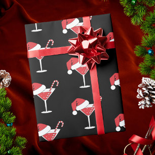 Modern Classic Santa Christmas Cocktails Wrapping Paper